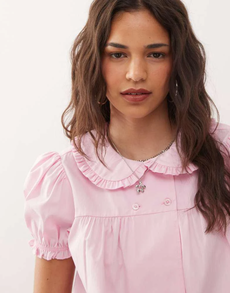 COLLUSION COLLUSION babydoll blouse with in pink 2