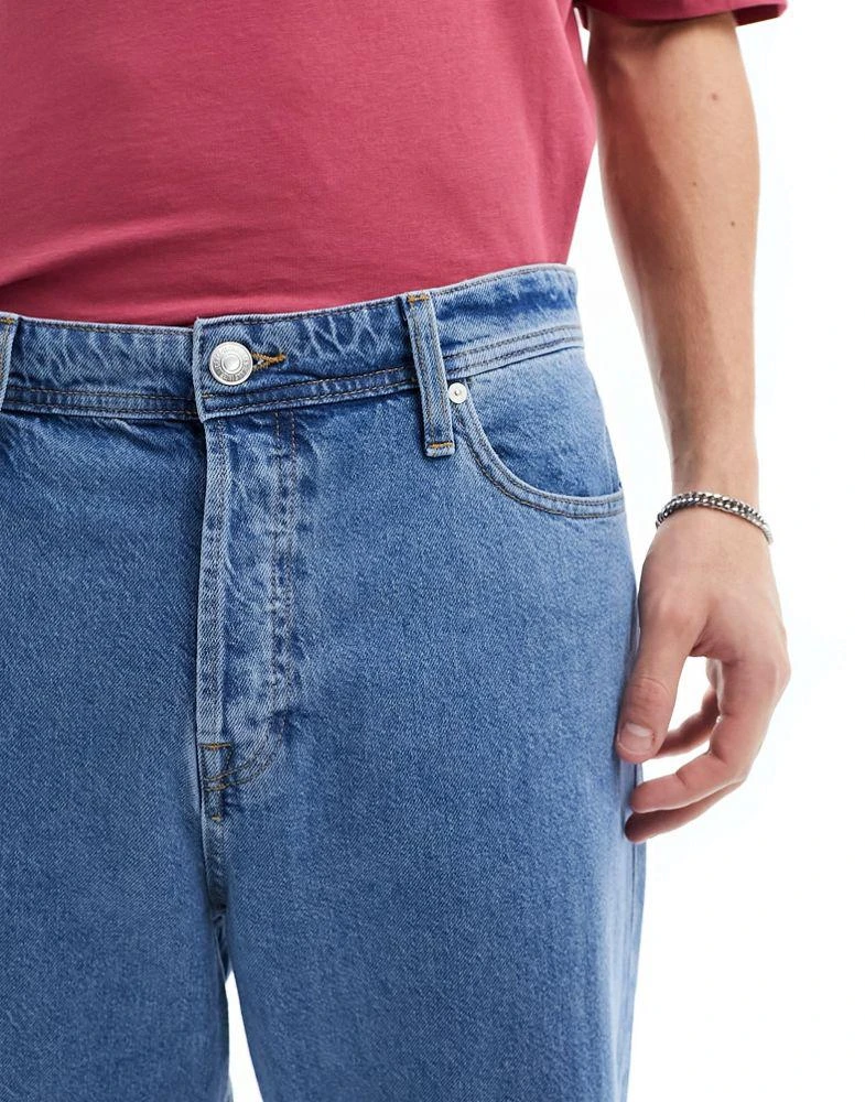 Jack & Jones Jack & Jones Alex baggy jeans in mid blue 4