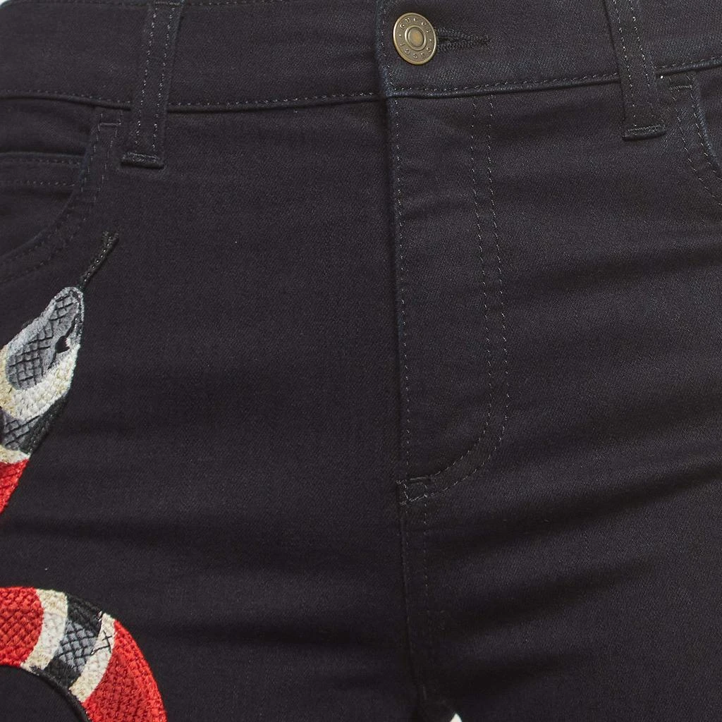 Gucci Gucci Black Snake Embroidered Denim Skinny Fit Jeans M Waist 28" 3