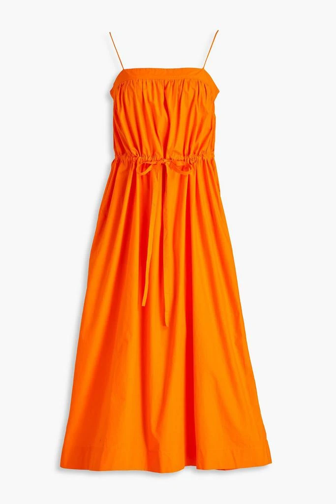 Ganni Gathered cotton-poplin midi dress 1