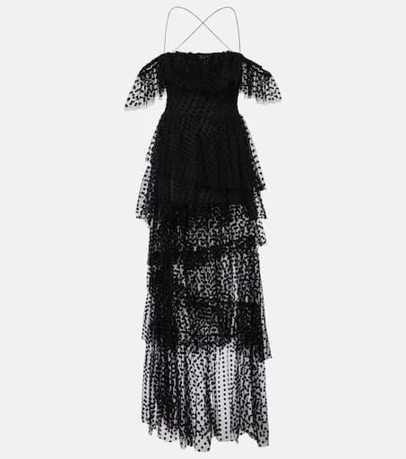 Alexandra Miro Carmen tiered tulle maxi dress 1