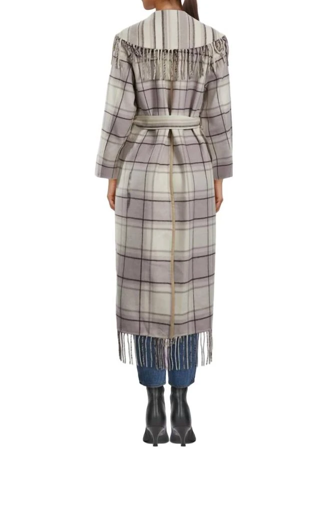 Jonathan Simkhai Carrie Fringe Robe Coat In Nougat Plaid 4