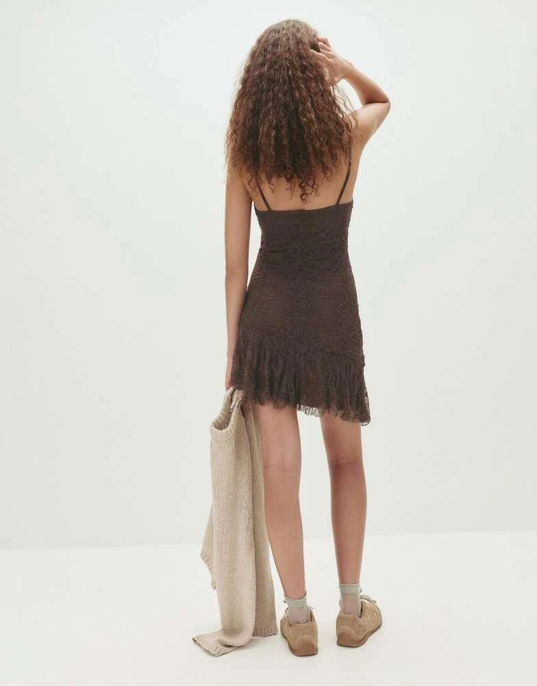 Pull&Bear Short lace asymmetric dress in brown – On Sale Now with Up to 81%  Off