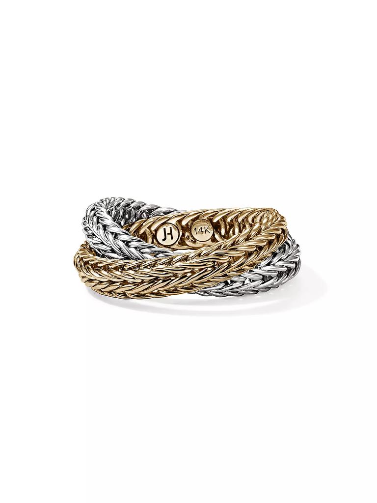 John Hardy Kami 14K Yellow Gold & Sterling Silver Crossover Ring