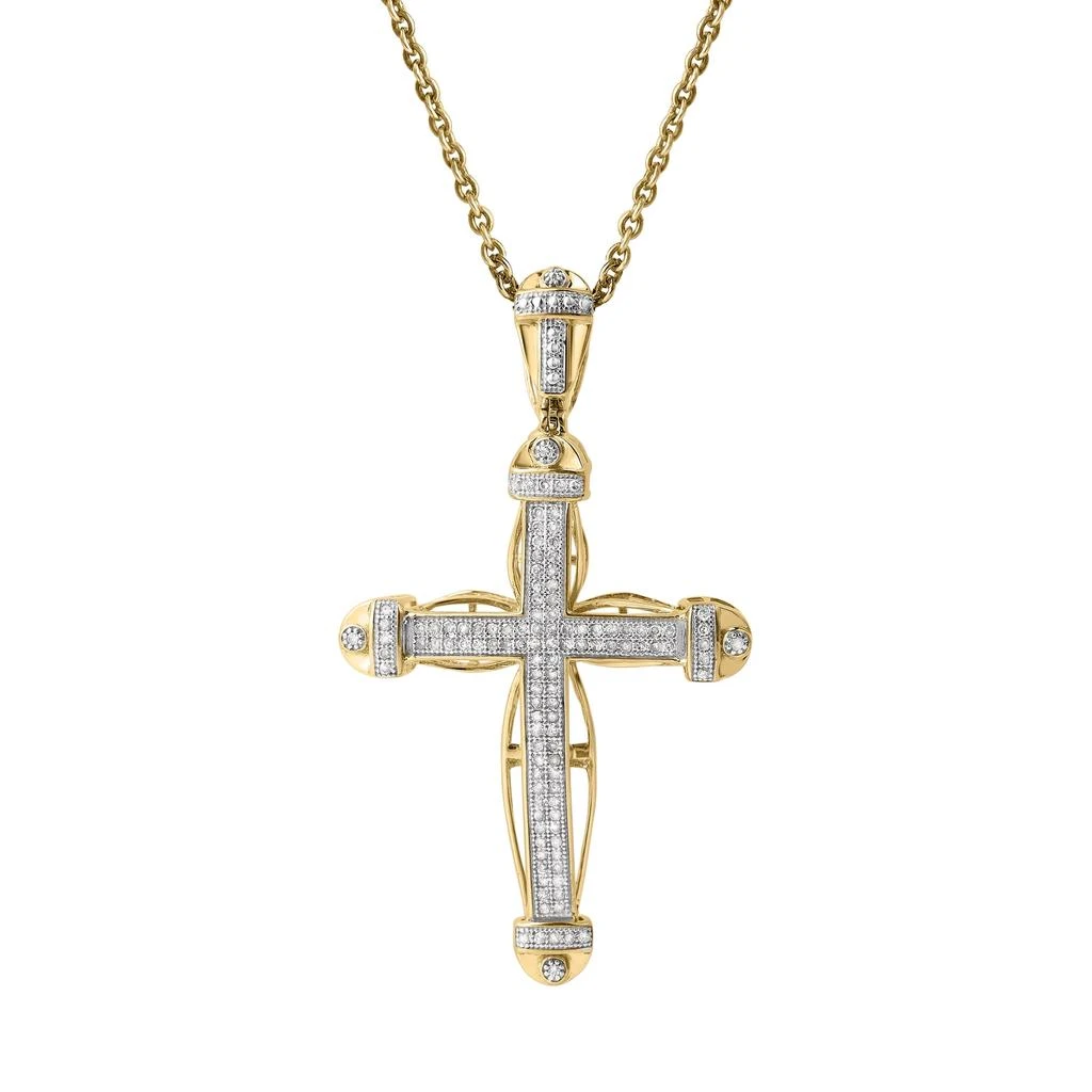 LuvMyJewelry Haven 10K Gold Diamond Cross Pendant - 0.50 CT 2