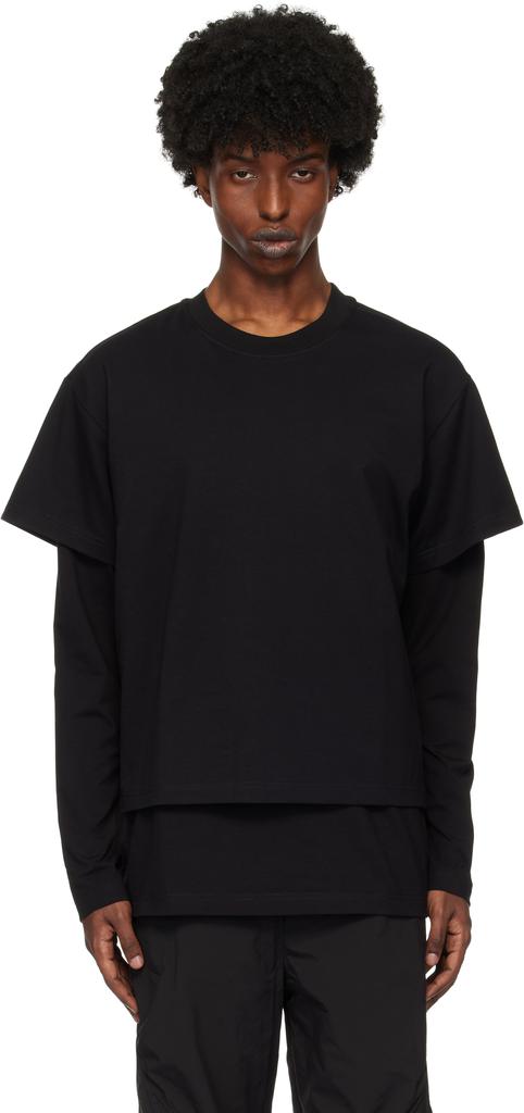 Heliot Emil Black Layered Crewneck T-shirt