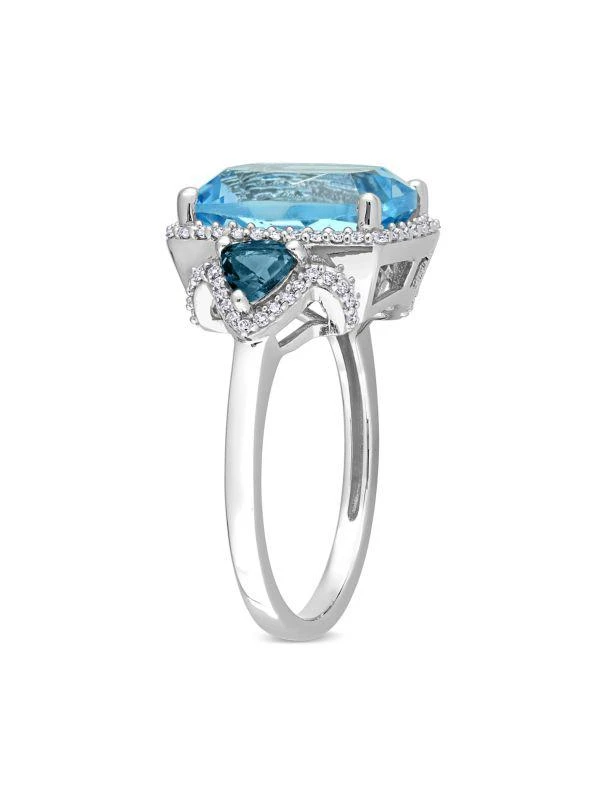 Saks Fifth Avenue 14K White Gold, Topaz 
0.304 TCW Diamond Halo Ring 3