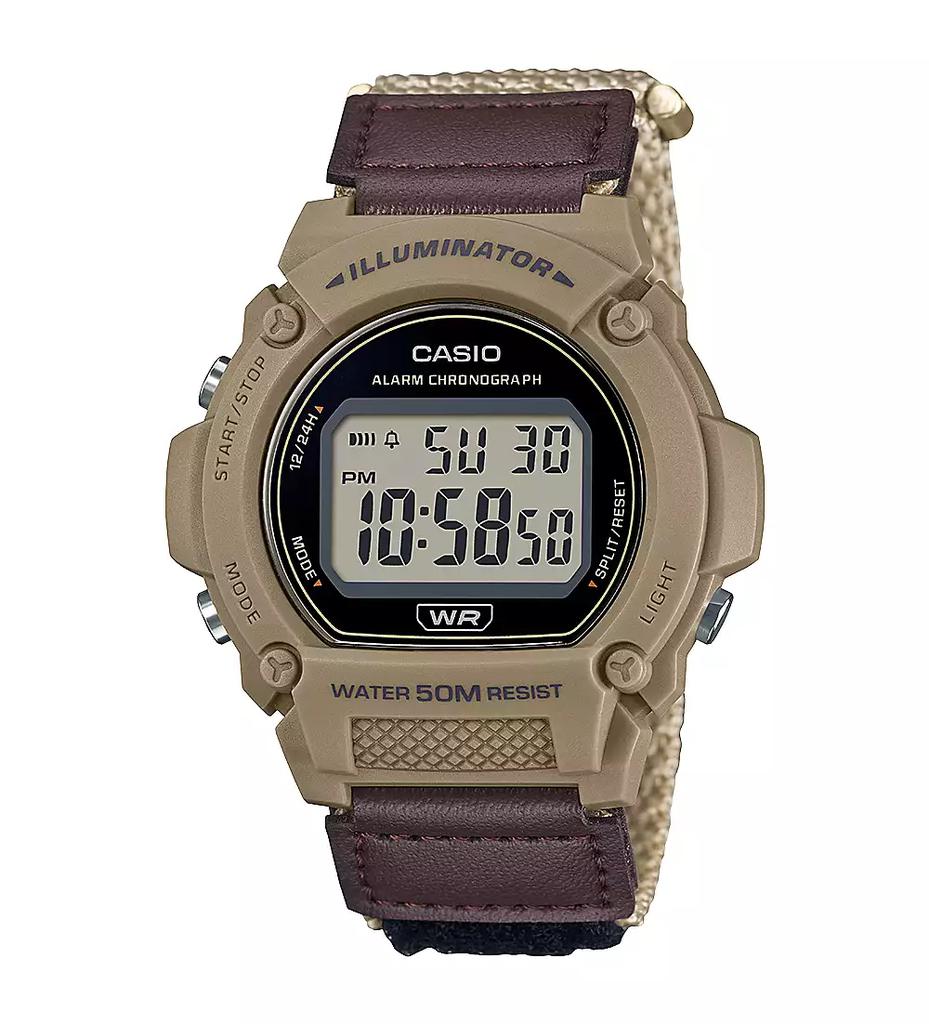 Casio Men's Digital Tan Nylon Watch, 47.0mm, W219HB-5AV