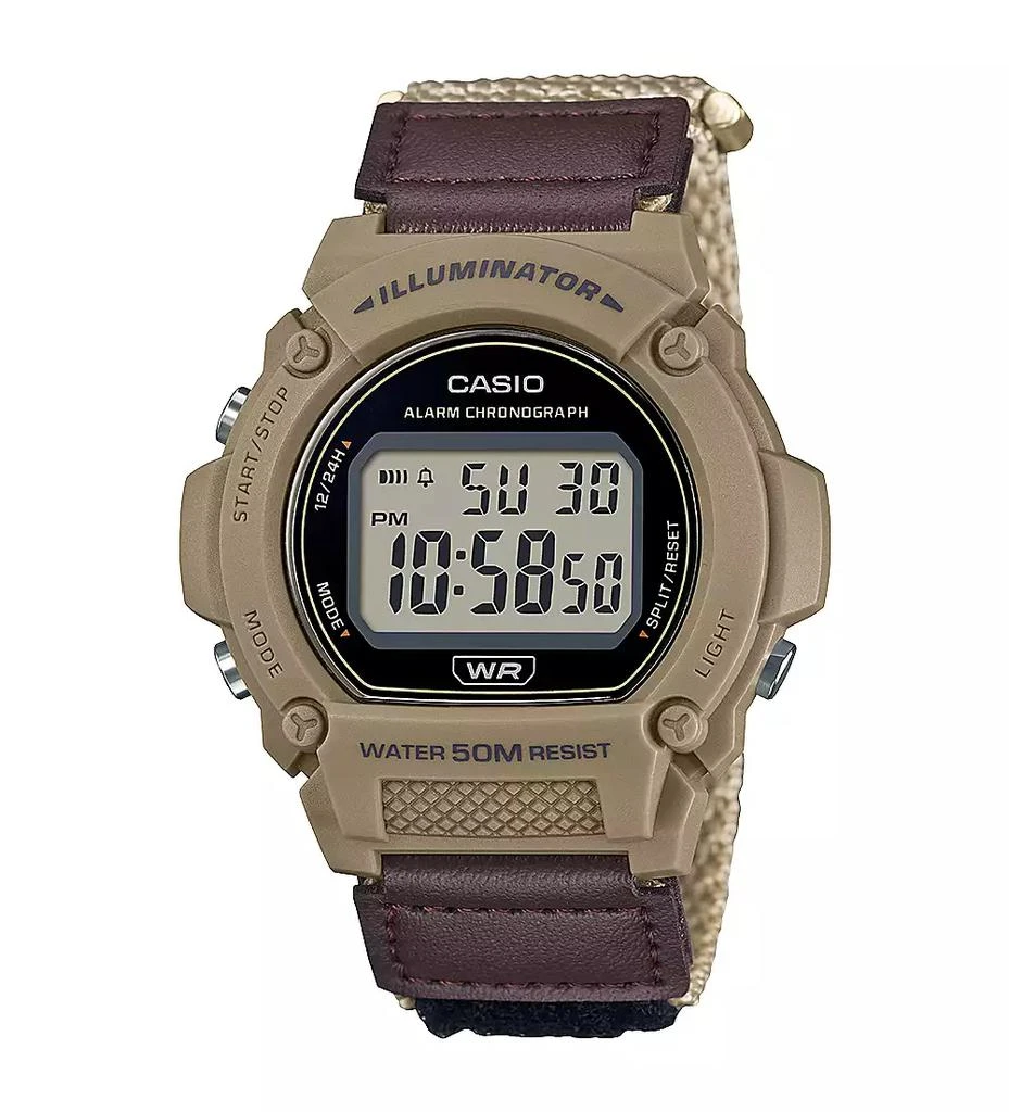 Casio Men's Digital Tan Nylon Watch, 47.0mm, W219HB-5AV 1