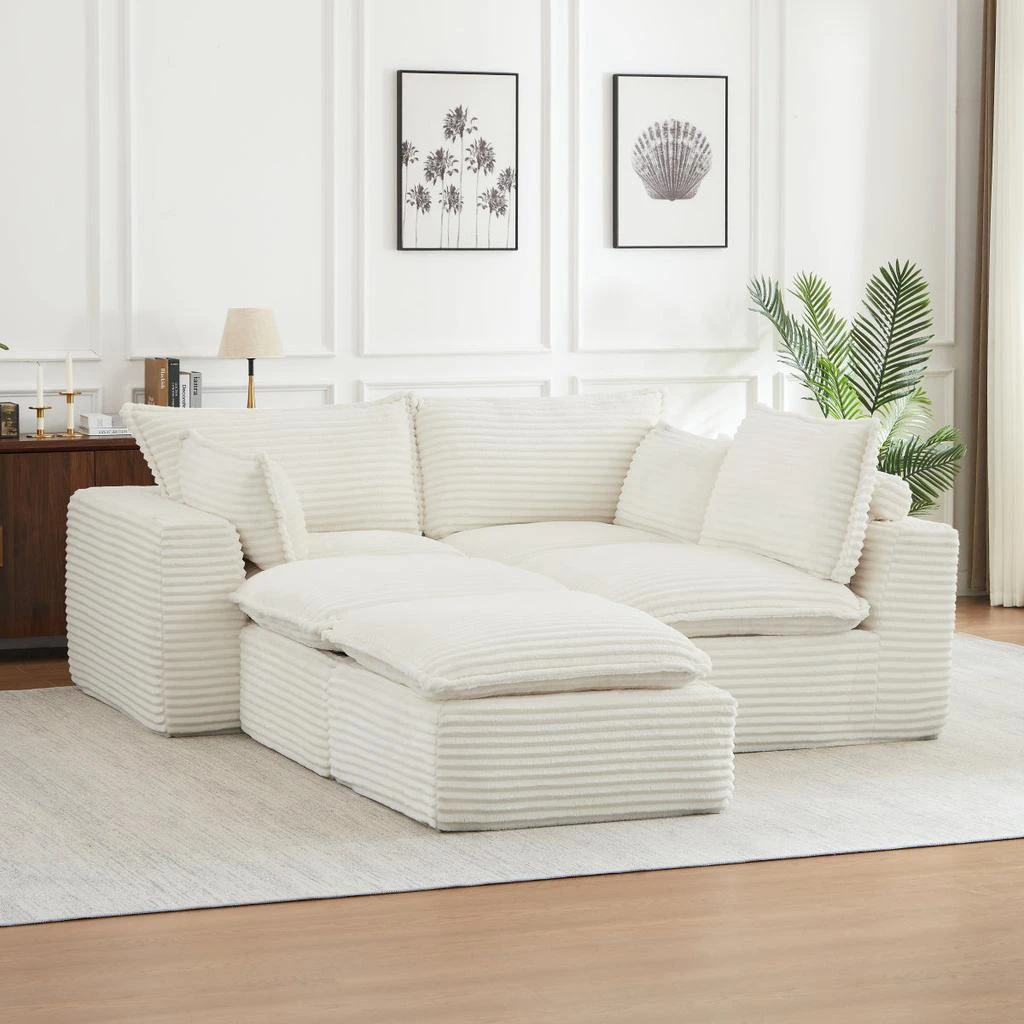 Streamdale Furniture Streamdale Cloud Sectional Couches for Living Room, Convertible L-Shape Couch with Ottoman 3