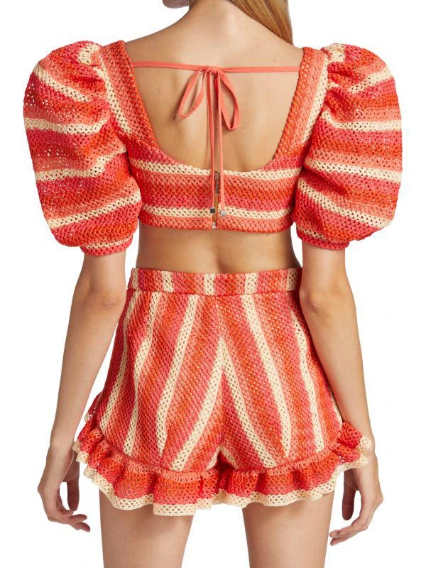 PatBO Striped Crochet Cropped Top 2
