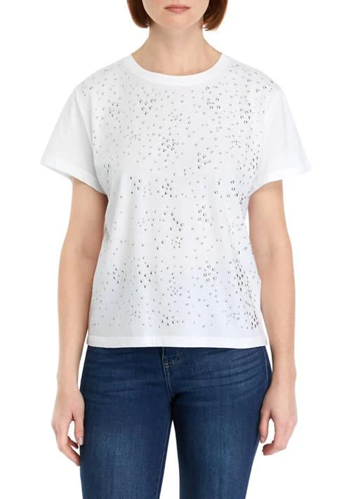 DKNY Jeans Womens Short Sleeve Stud T Shirt 1