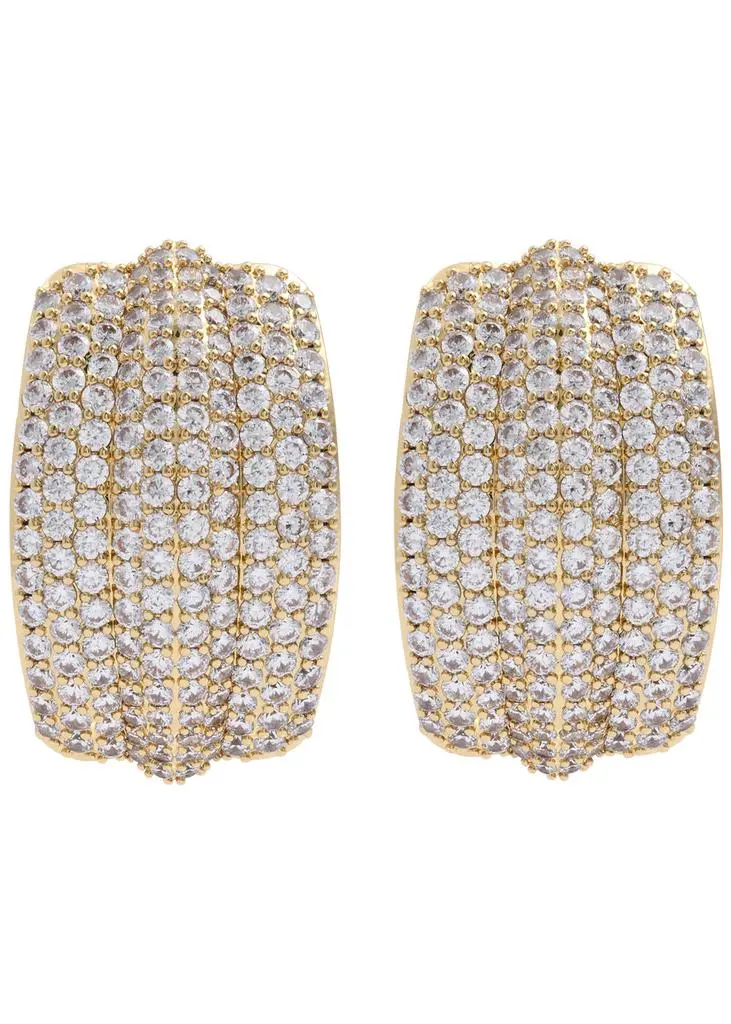 Self Portrait Crystal-embellished ridged drop earrings 1