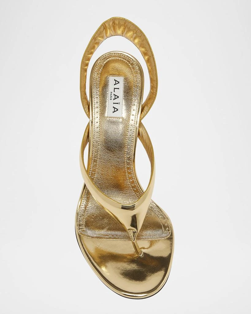 Alaia Tong Metallic Leather Sandals 5