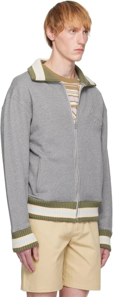 Maison Kitsune Gray Varsity Zipped Bomber Jacket 2