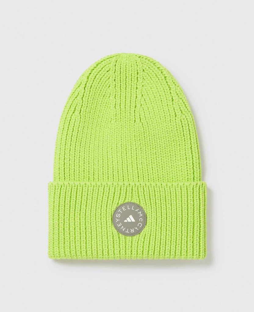 Stella McCartney Stella McCartney - Logo Ribbed Beanie, Woman, Bahia Glow Green/Black 1