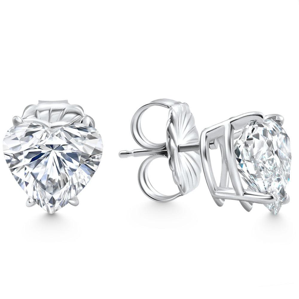 Pompeii3 Certified 6Ct TW Heart Shape Diamond Studs 14k White Gold Lab Grown