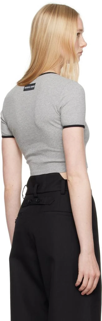 MARINE SERRE Gray Moon Logo Jersey Cropped T-shirt 3