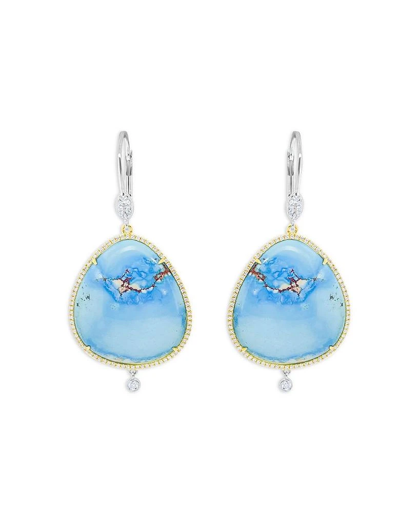 Meira T 14K Yellow & White Gold Turquoise & Diamond Drop Earrings 1