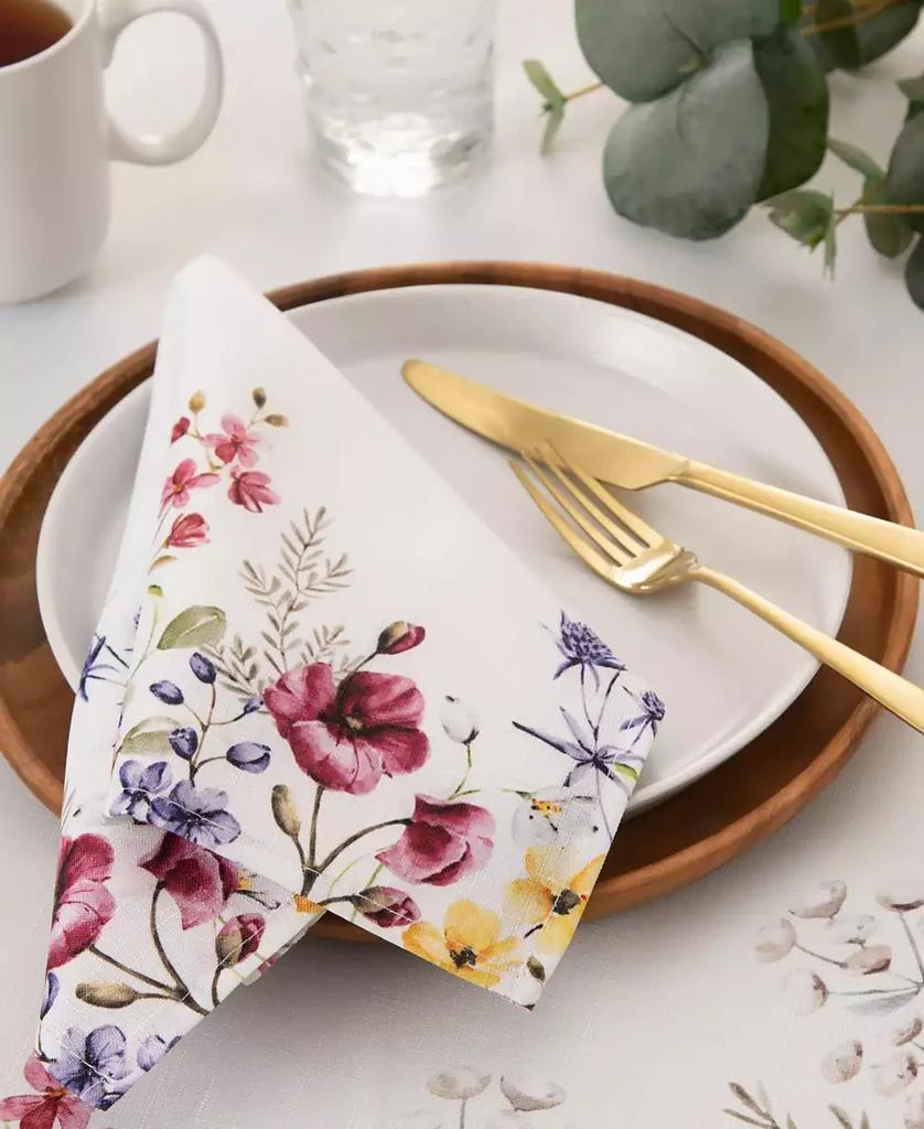 Elrene Poppy Wildflower Border Napkin Set of 4 3