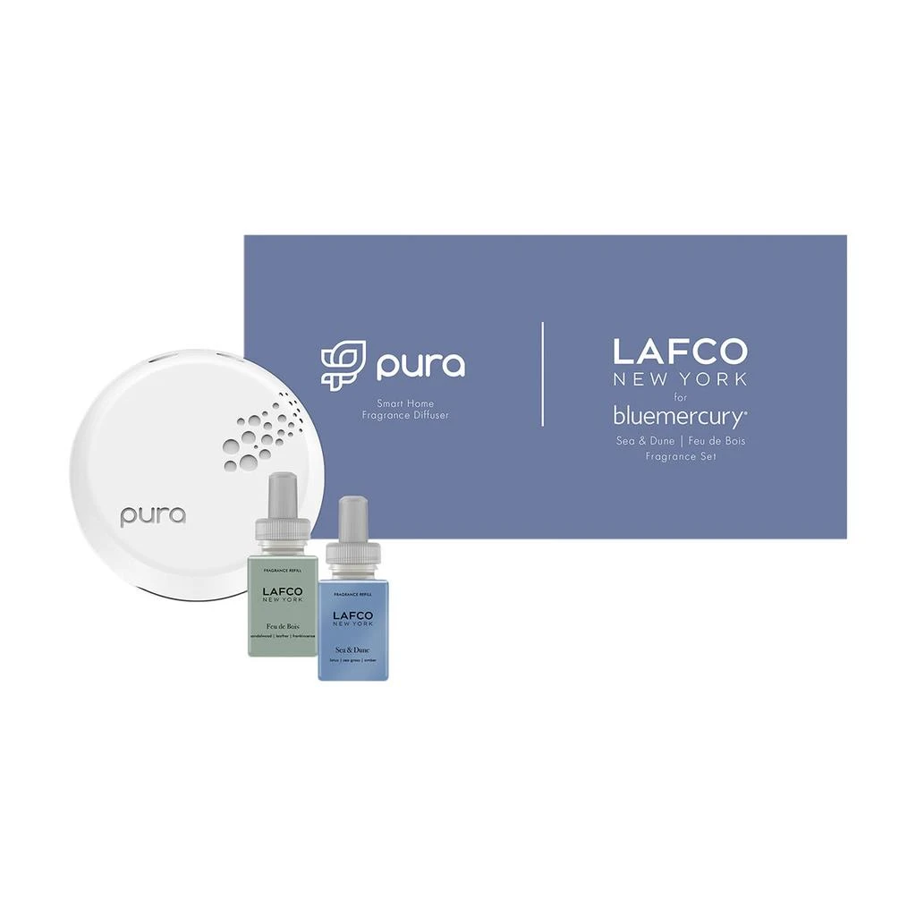 LAFCO Pura Smart Home Fragrance Diffuser With Sea and Dune and Feu de Bois Fragrance Set 1