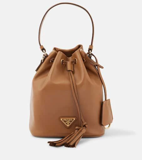 Small leather bucket bag