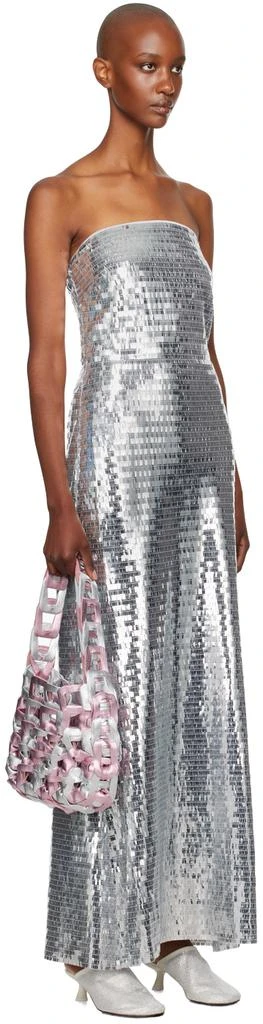 SIMONMILLER Silver Sculpty Strapless Sequin Maxi Dress 2