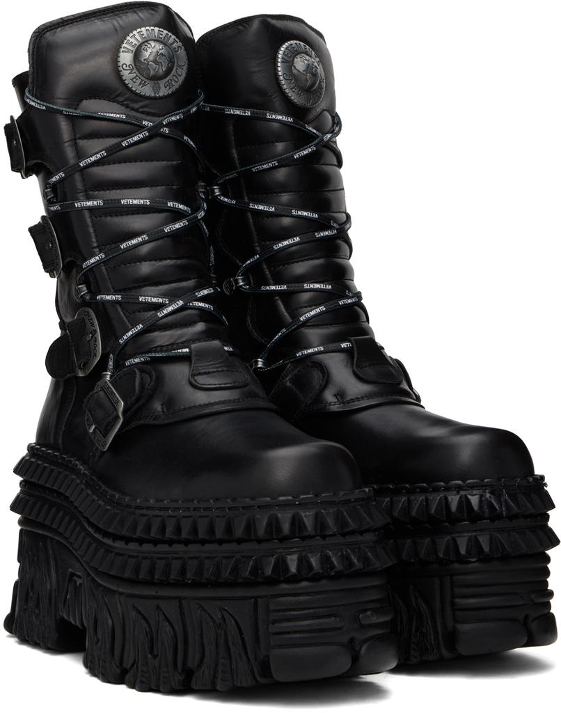 Shop Black New Rock Edition Lace-Up Boots on Sale at BeyondStyle
