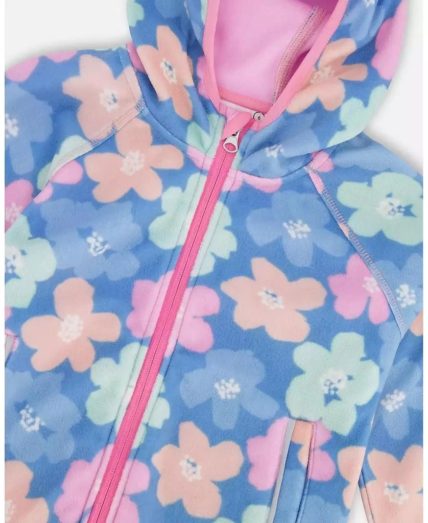 Deux par Deux Toddler Girls Softshell Jacket Blue Flower Print 4