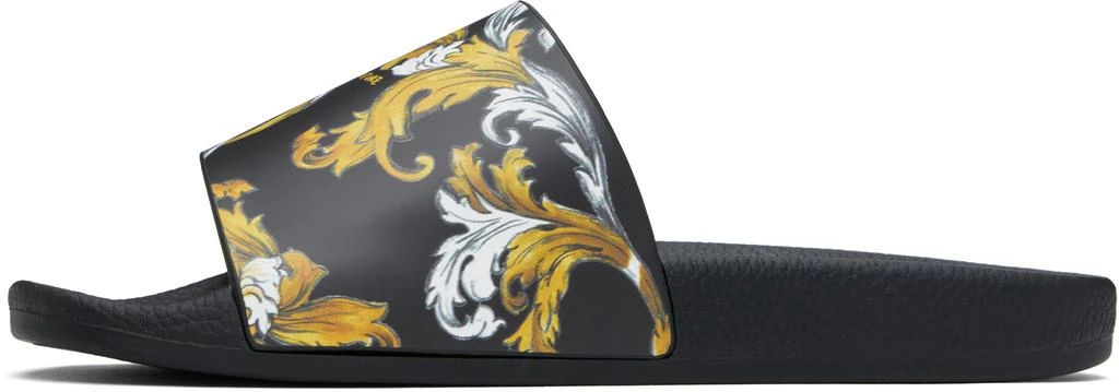 Versace Black & Gold Outline Barocco Pool Slides 3