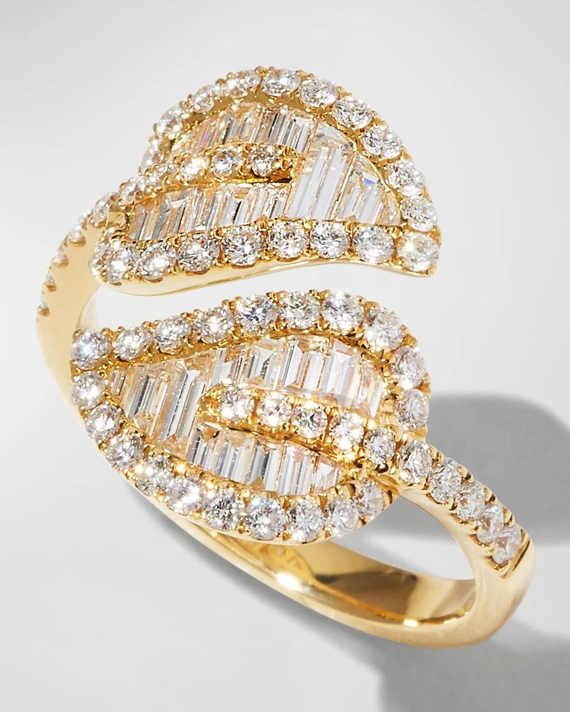 Anita Ko 18k Gold & Diamond Medium Leaf Ring, Size 7 3