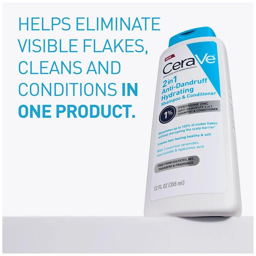 CeraVe Hydrating 2in1 Anti-Dandruff Shampoo + Conditioner, Sulfate & Paraben Free Fragrance Free 7