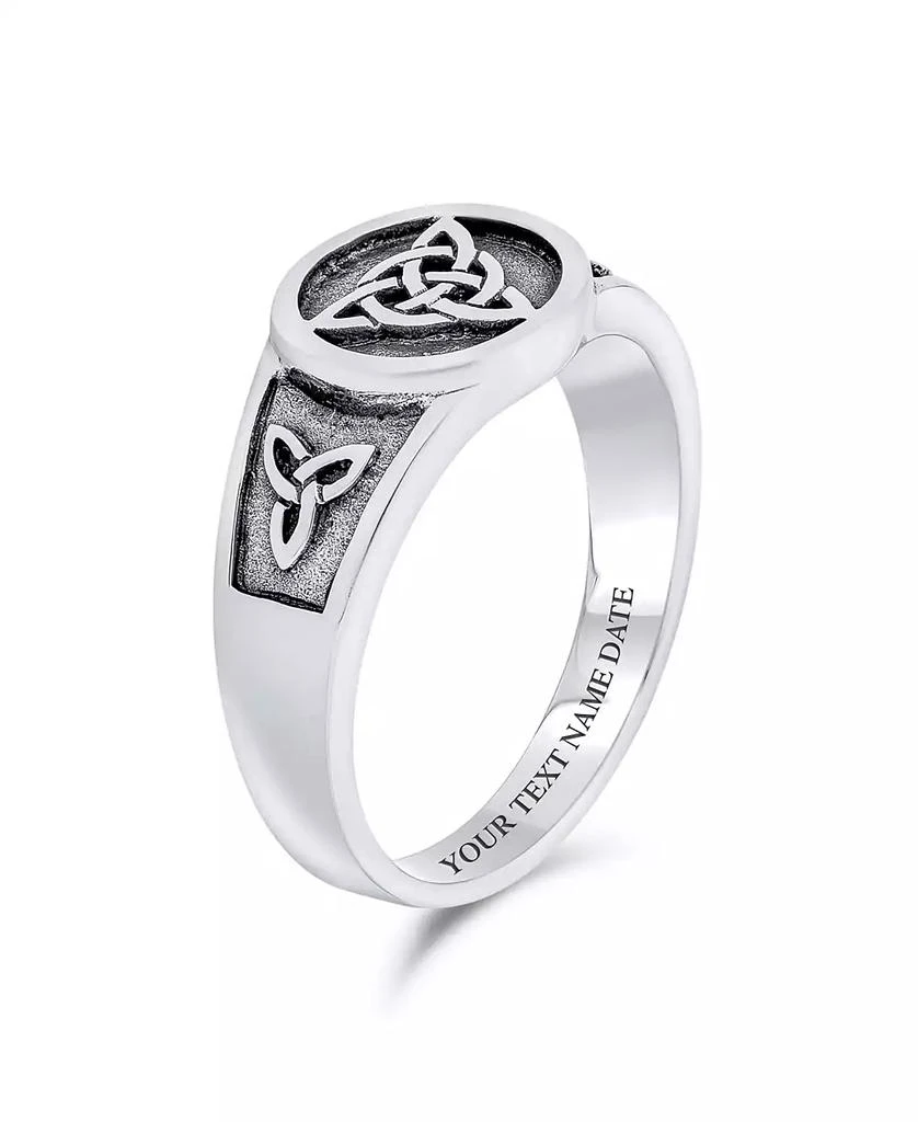 Bling Jewelry Ancient Viking Celtic Infinity Trinity Knot Triquetra Signet Ring Oxidized .925 Sterling Silver 3