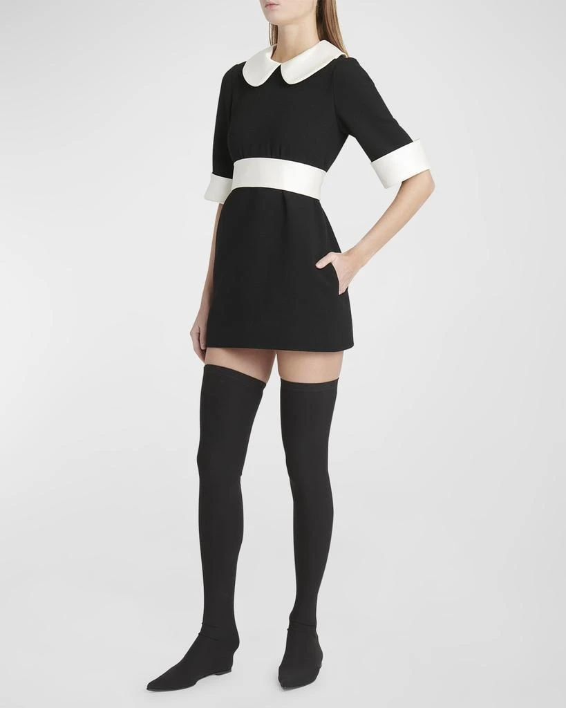 Dolce & Gabbana Peter Pan-Collar Short-Sleeve Belted Crepe Mini Dress 2
