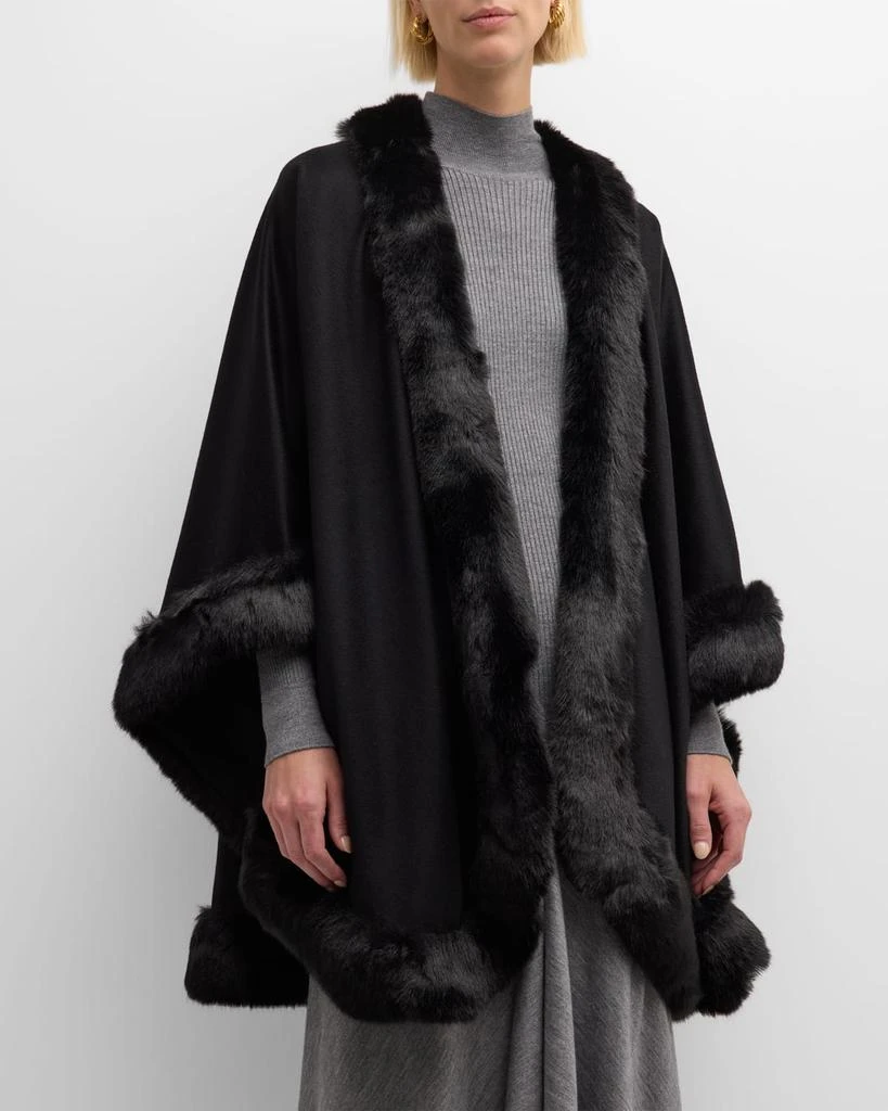 Sofia Cashmere Faux Fur Trim Cashmere Cape 4