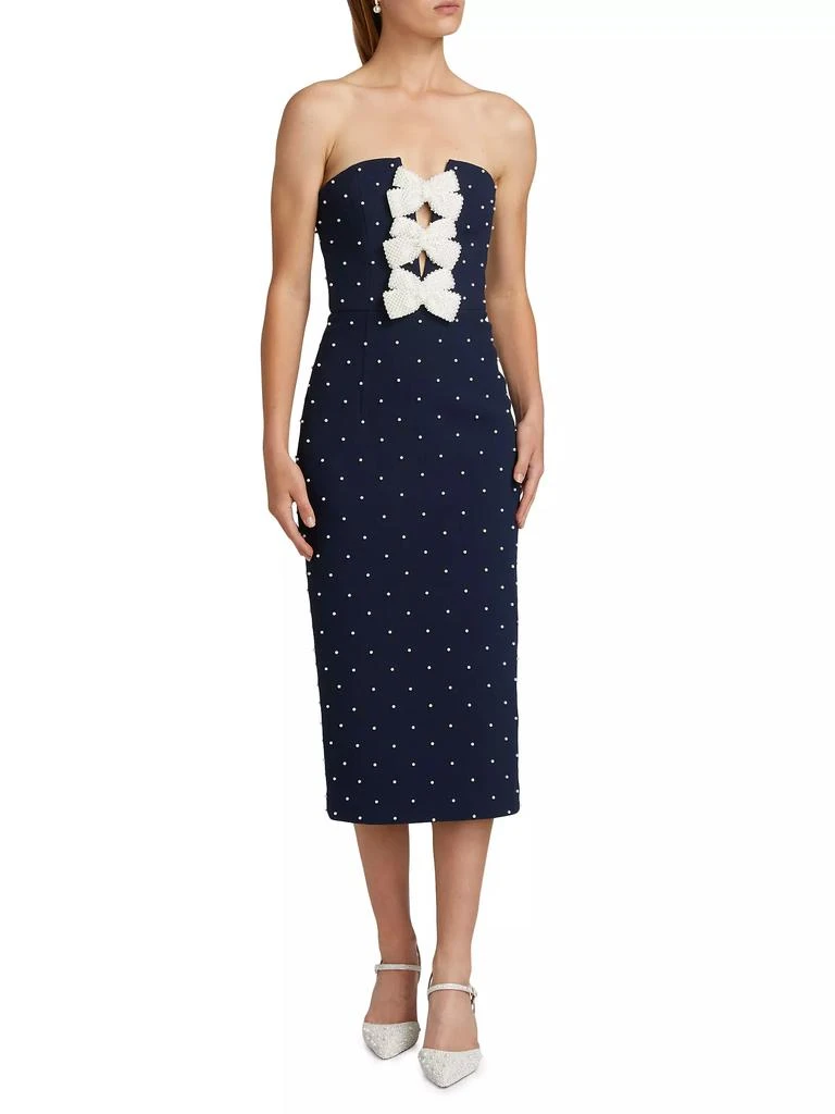 Rebecca Vallance Veronica Pearl Bow Strapless Midi-Dress 3