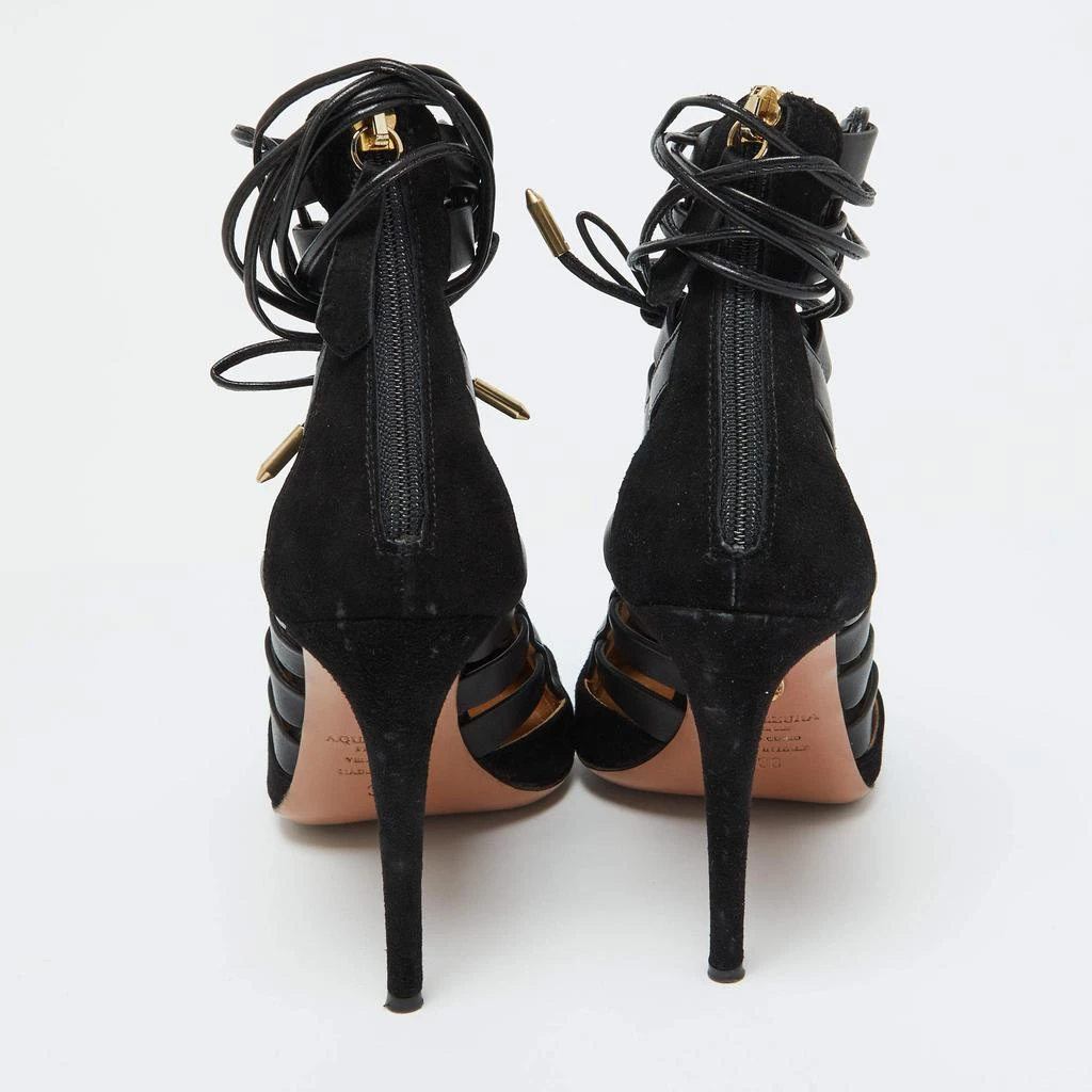 Aquazzura Aquazzura Black Suede and Leather Amazon Ankle Wrap Pumps Size 38 5