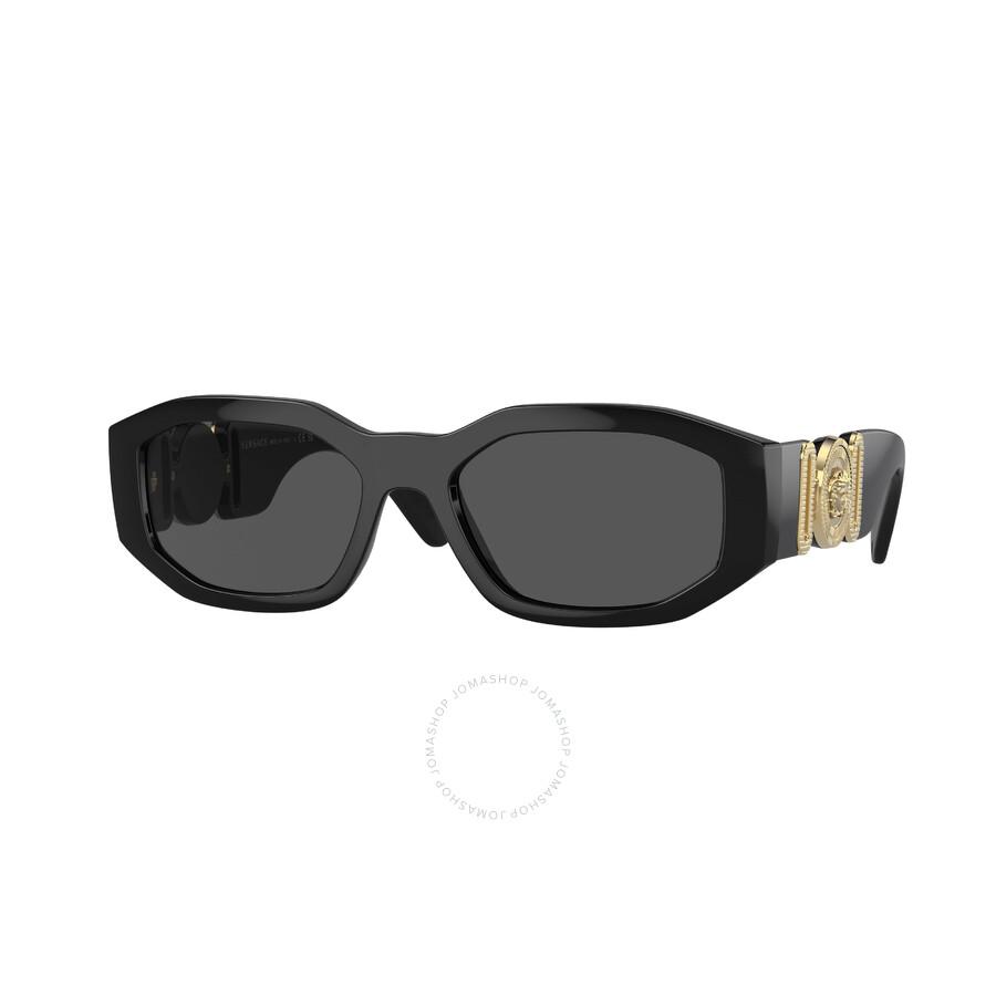 Versace Dark Grey Geometric Unisex Sunglasses VE4361 GB1/87 53