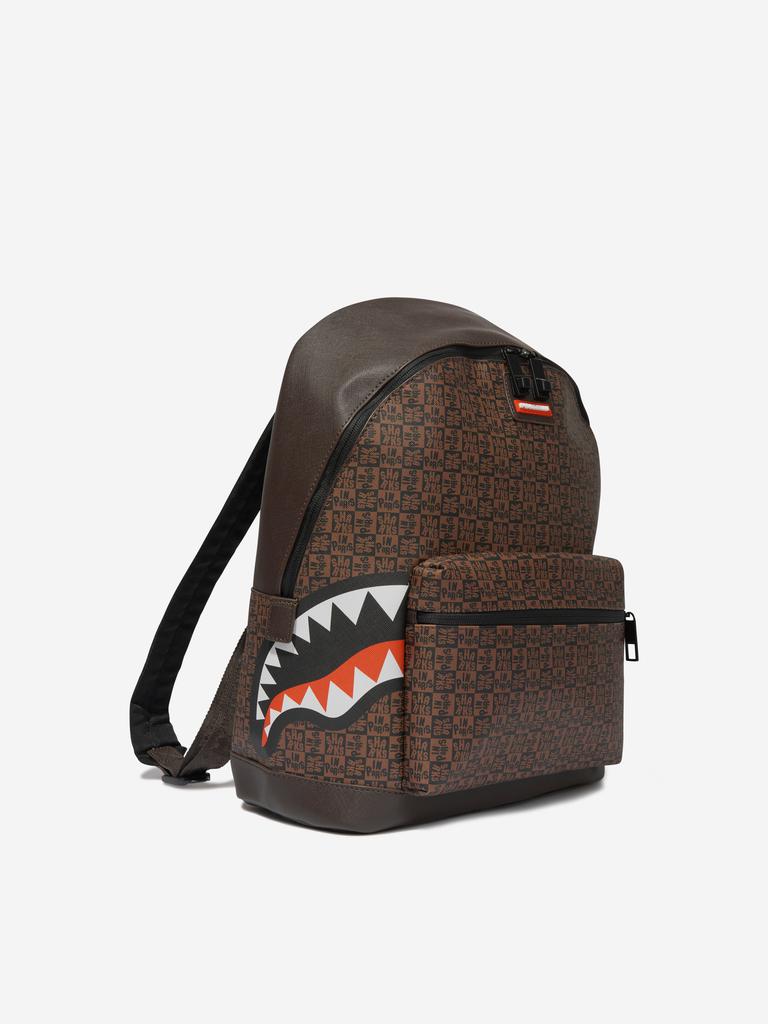 Sprayground Kids Sharks In Paris Check Emperor Backpack in Brown