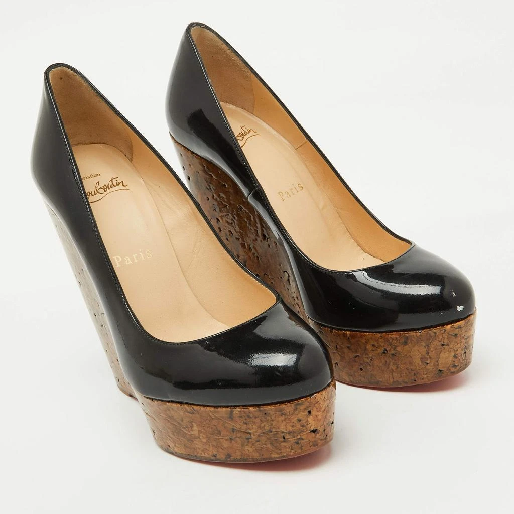 Christian Louboutin Christian Louboutin Black Patent Leather Cork Platform Wedge Pumps Size 36 4