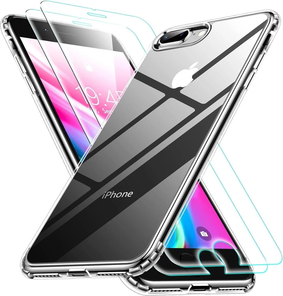ENTRONIX Entronix Bundle Compatible with iPhone 8 Plus/7 Plus - [Hard] Clear Case 
2 Clear Screen Protectors