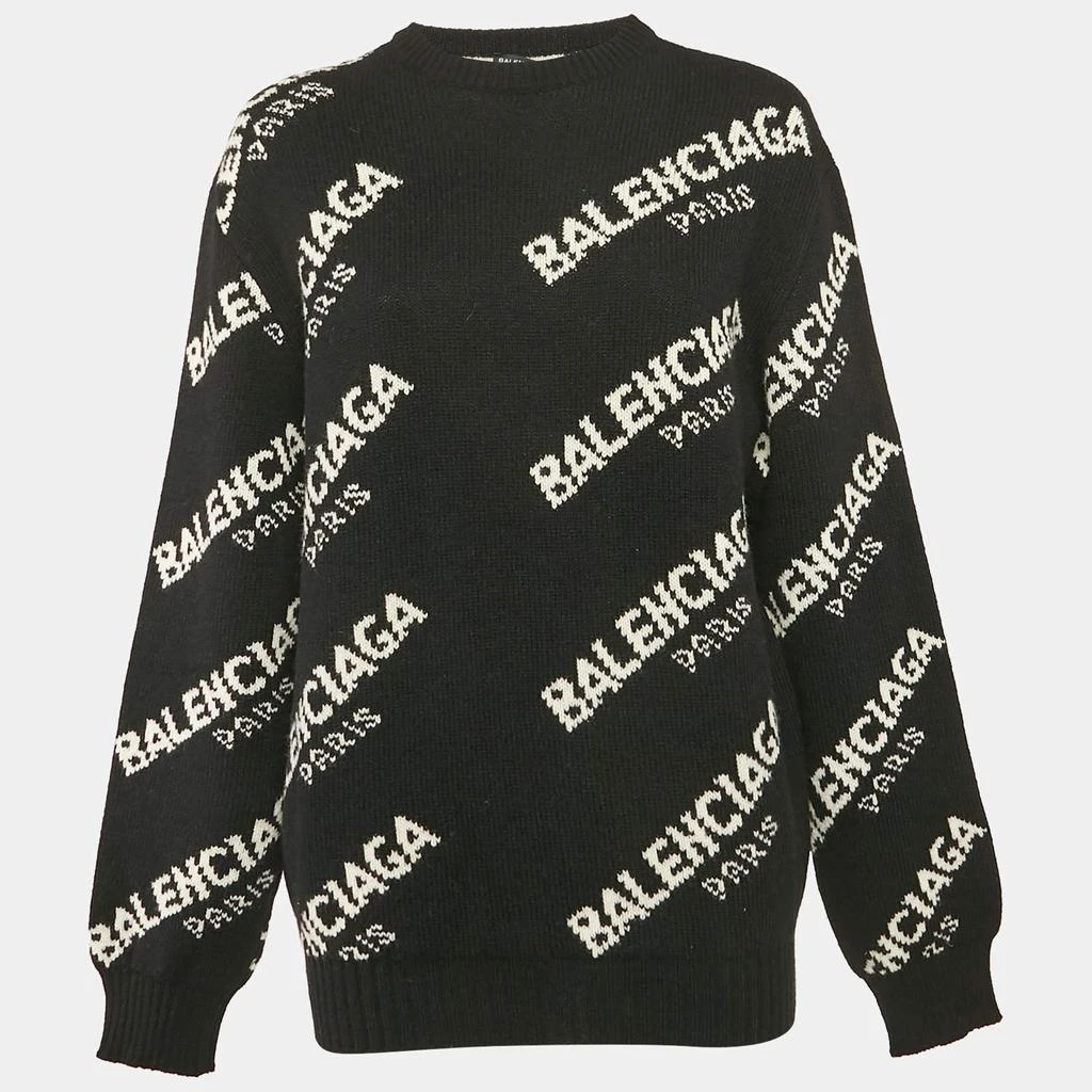 Balenciaga Balenciaga Black Logo Jacquard Knit Jumper L 1