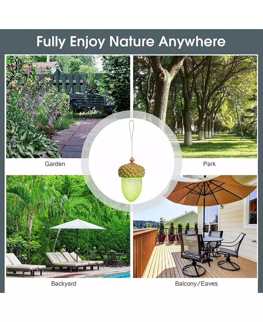 Costway Metal Acorn Wild Bird Feeder Outdoor Hanging Food Dispenser for Garden Yard 9