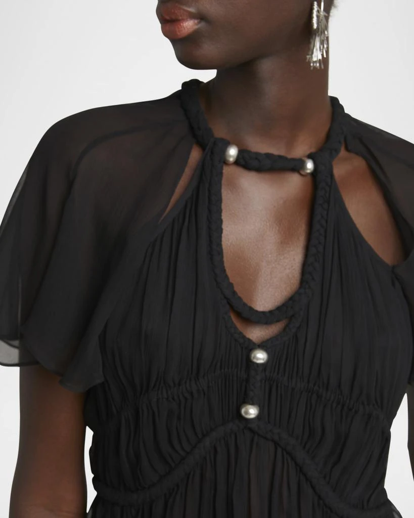 Isabel Marant Rosaline Cutout Pleated Chiffon Silk Top 5