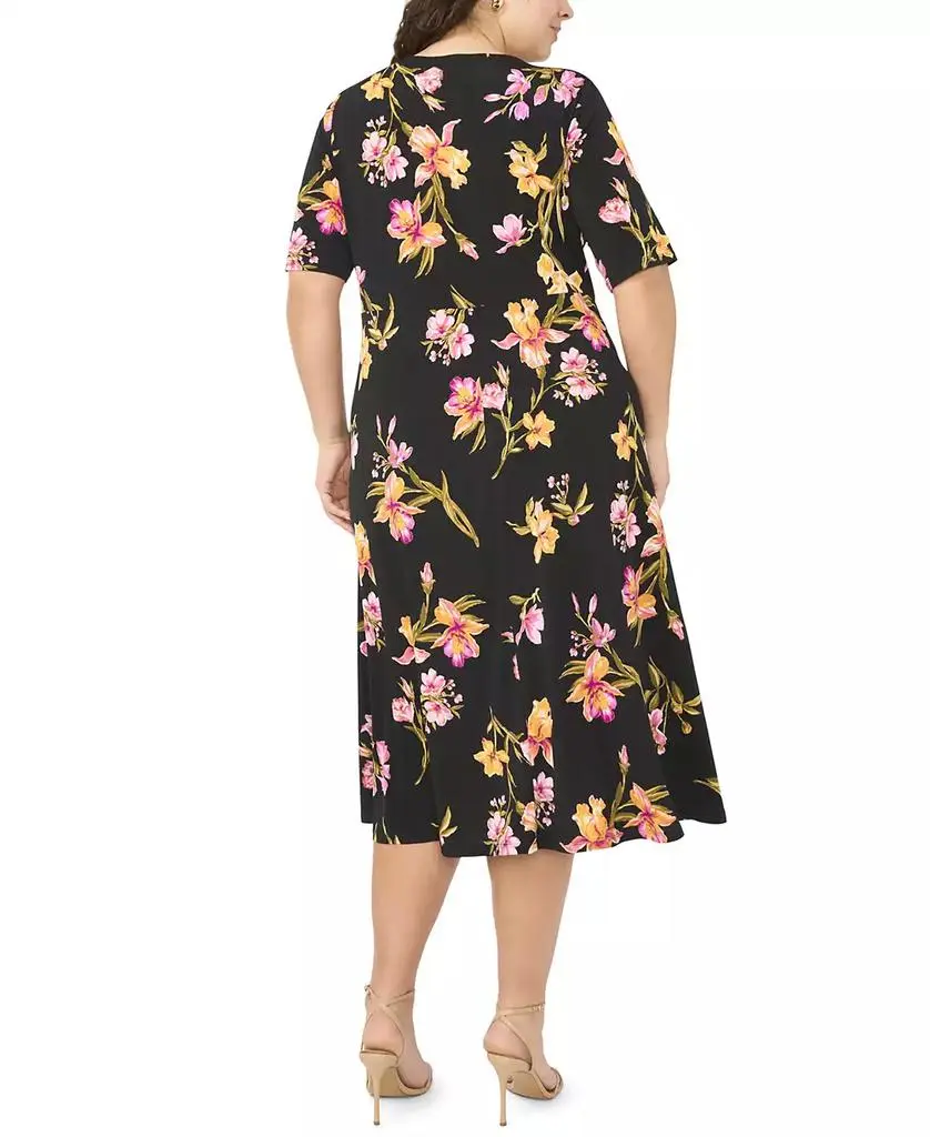 MSK Plus Size V-Neck Printed Midi Dress 5