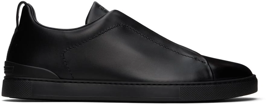 Zegna Black Triple Stitch Sneakers 1