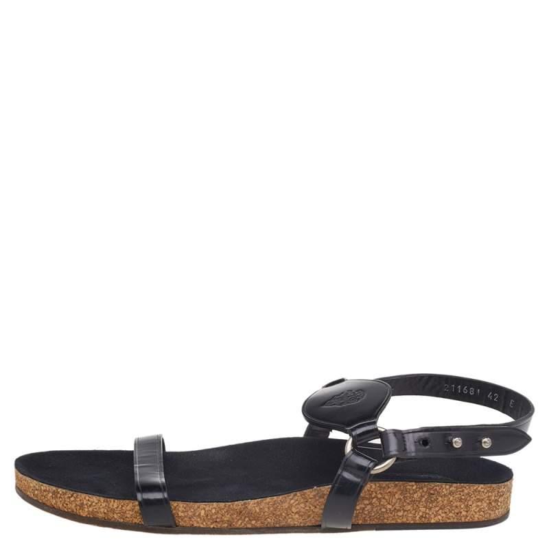 Gucci Gucci Black Leather Hysteria Flat Sandals Size 42