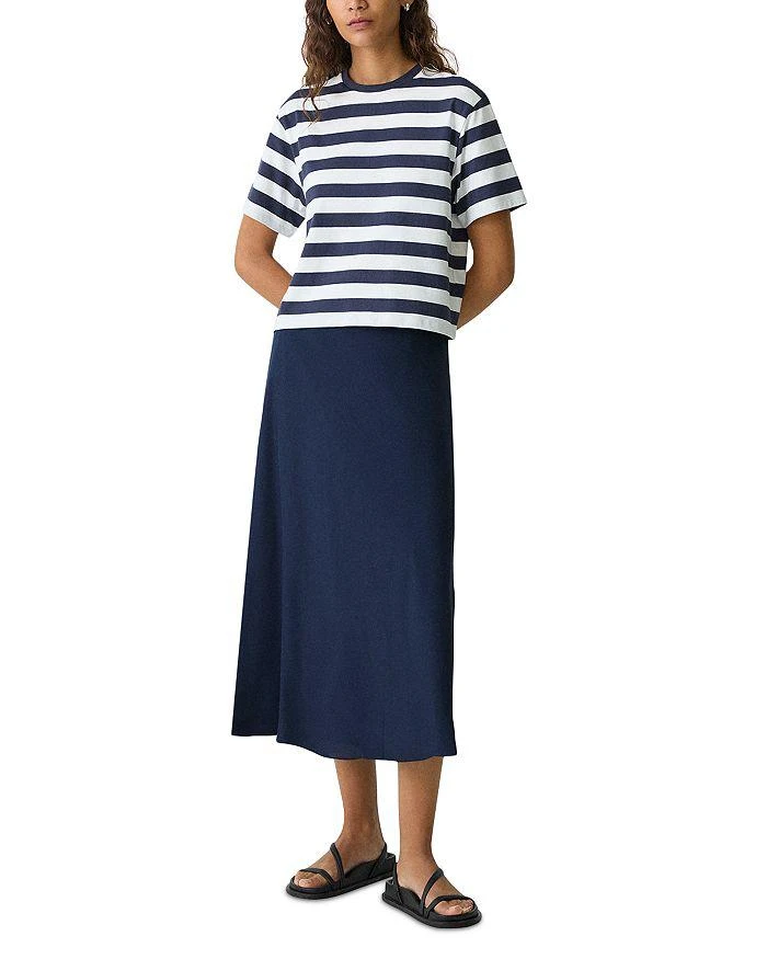 Theory Boxy Crewneck Tee in Striped Cotton 2