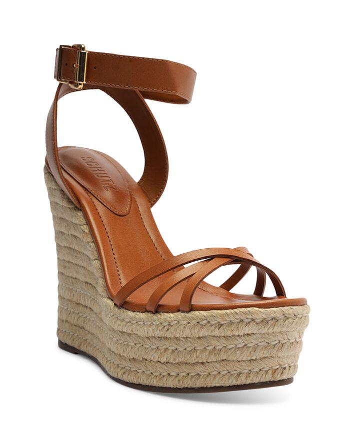 SCHUTZ Women's Alexandra Crossover Strap Espadrille Wedge Heel Platform Sandals
