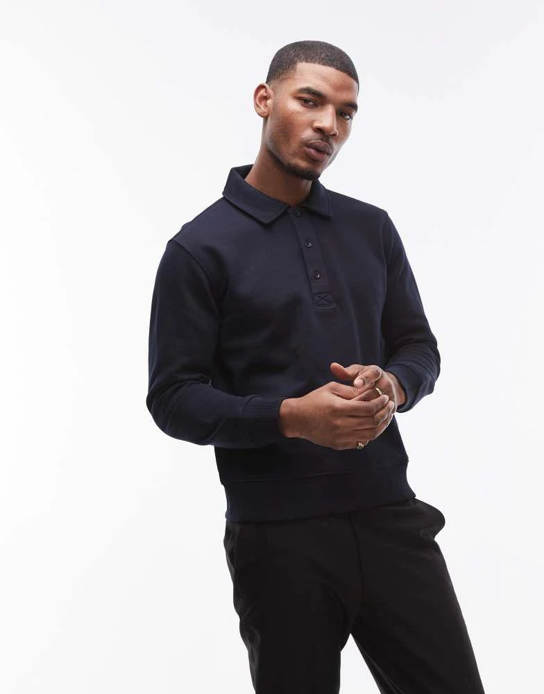 Mango Mango button up sweatshirt in navy 1